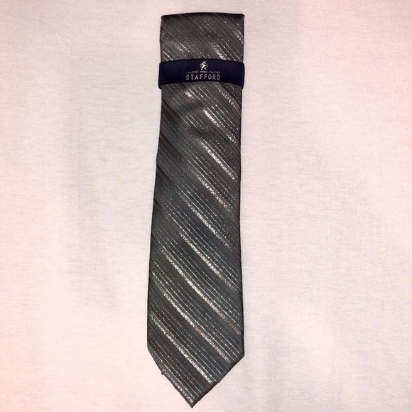 Stafford Other - Stafford Madison Stripe Silver Tie